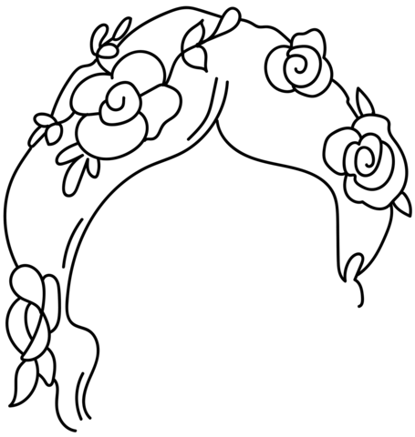 Roman Headdress Composed Of Rose Wreaths Coloring Page